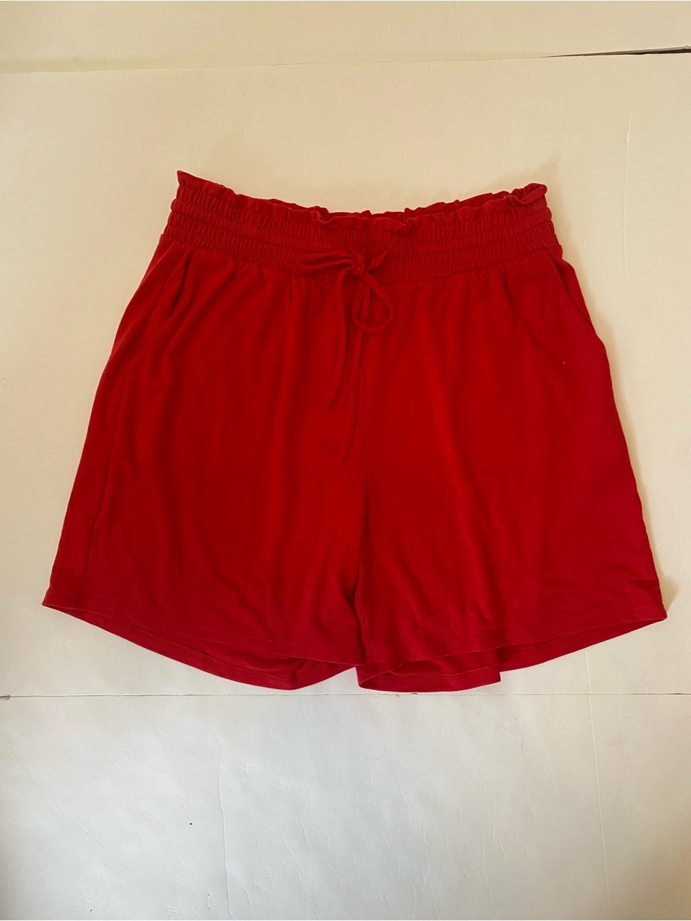 Zenana Outfitters Red High-Waist Smocked Lounge Shorts